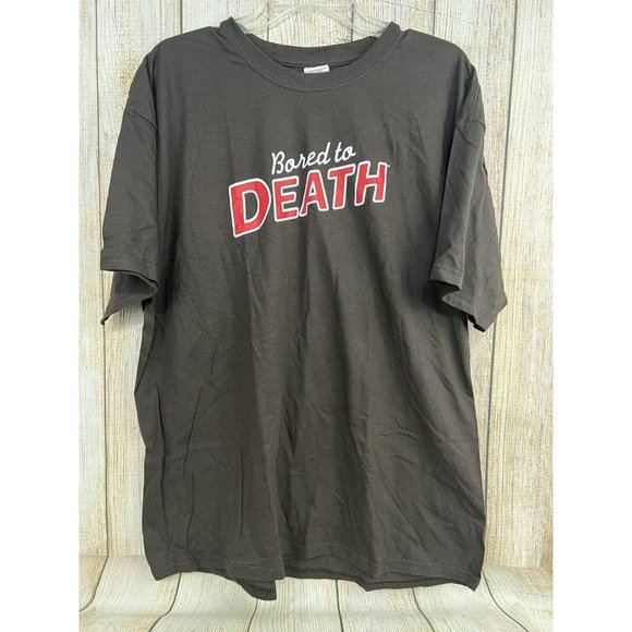 Y2K Bored to Death HBO Promo Graphic Shirt SZ XL Chocolate Brown Granola - Picture 2 of 6